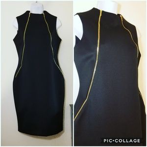Calvin Klein Neoprene Double Zipper Sheath Dress